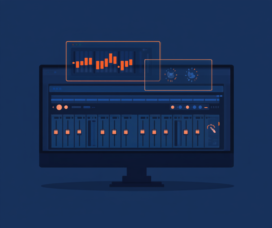 Pro Toolsのプラグイン操作を表すイラスト